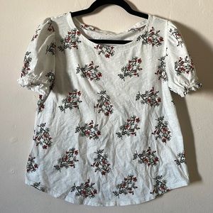 Floral Ruched Sleeve Tee​​
